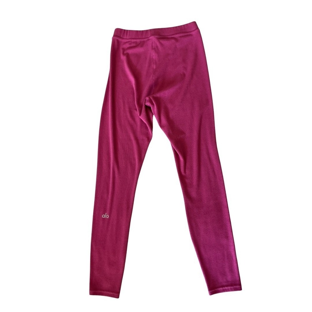 ALO Yoga Ribbed Cotton Blend Leggings Pink Small High Waisted Activewear